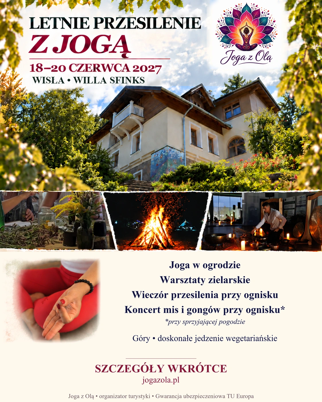 Letnie Przesilenie z Jogą – Willa Sfinks w Wiśle, 18–20 czerwca 2027 – Joga z Olą